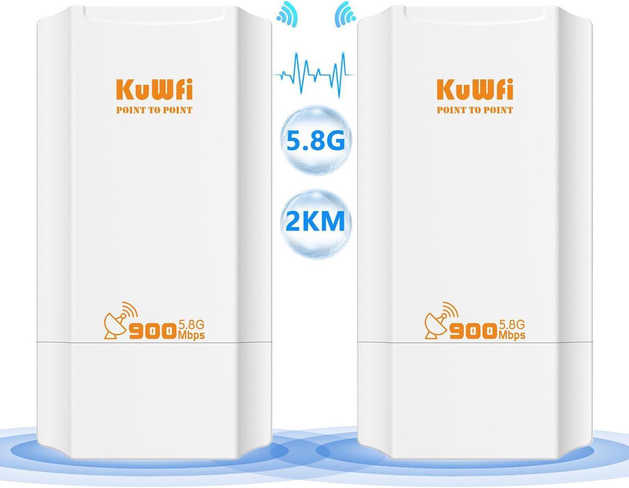 KuWFi Point to Point Wireless Bridge,
5.8G 900Mbps 2KM WiFi Ethernet Bridge Long Range, Wireless Access Point
Outdoor CPE 100Mbps Port, Pre-Configured Network for WiFi Coverange and CCTV
Project - Kenya