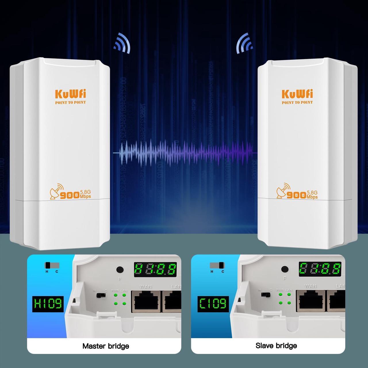 KuWFi Point to Point Wireless Bridge,
5.8G 900Mbps 2KM WiFi Ethernet Bridge Long Range, Wireless Access Point
Outdoor CPE 100Mbps Port, Pre-Configured Network for WiFi Coverange and CCTV
Project - Kenya - Image 3