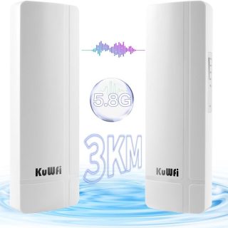 KuWFi 5.8G 3KM Gigabit Wireless WiFi
  Bridge Point to Point Outdoor Work for Starlink Satellite Internet Signal
  Extend Outdoor WiFi Wireless Access Point 1000Mbps Ethernet Port 24V PoE
  Power 2-Pack - Kenya