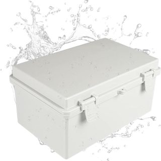 IRON FORGE CABLE Waterproof Junction Box
  - Outdoor Electrical Enclosure - Plastic Project Boxes with Mounting Plate,
  Wall Brackets, Weatherproof Hinged Grey Panel Cover - IP65-12x8 Inch - Kenya