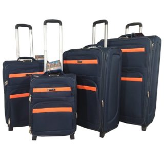 STARLIFE Fabric Jacquard Trolley Luggage for Travel 4 PCS Set 20″24″28″32″, SL-T58 Navy - Kenya
