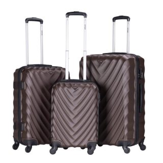 VIPTOUR 3 Piece ABS Hard Side Spinner Trolley Luggage Set 20/24/28 Inch, VT-A391 Brown - Kenya