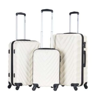 VIPTOUR 3 Piece ABS Hard Side Spinner Trolley Luggage Set 20/24/28 Inch, VT-A391 Off White - Kenya