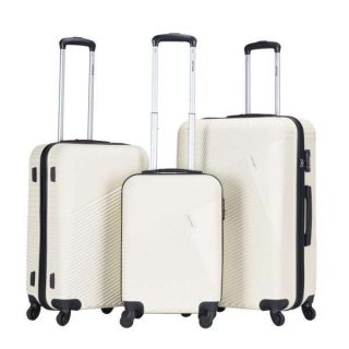 VIPTOUR Unisex Hardside Expandable 3 Piece ABS Trolley Luggage Set 20/24/28 Inch, VT-A396 Off White - Kenya