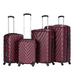 VIPTOUR 4 Piece ABS Hard Side Spinner Trolley Luggage Set With TSA Lock 20/24/28/32 Inch, VT-A385 Burgundy - Kenya