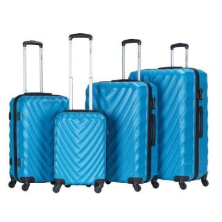 VIPTOUR 4 Piece ABS Hard Side Spinner Trolley Luggage Set With TSA Lock 20/24/28/32 Inch, VT-A385 Light Blue - Kenya