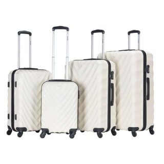 VIPTOUR 4 Piece ABS Hard Side Spinner Trolley Luggage Set With TSA Lock 20/24/28/32 Inch, VT-A385 Off White - Kenya