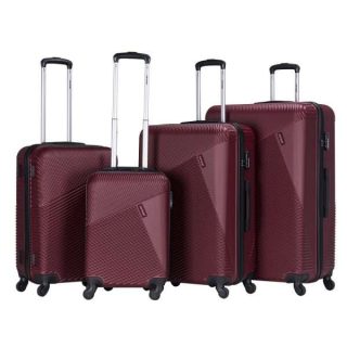 VIPTOUR 4 Piece ABS Hard Side Spinner Trolley Luggage Set With TSA Lock 20/24/28/32 Inch, VT-A386 Burgundy - Kenya