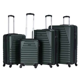 VIPTOUR 4 Piece ABS Hard Side Spinner Trolley Luggage Set With TSA Lock 20/24/28/32 Inch, VT-A386 Dark Green - Kenya