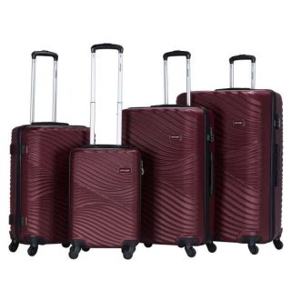 VIPTOUR 4 Piece ABS Hard Side Spinner Trolley Luggage Set With TSA Lock 20/24/28/32 Inch, VT-A387 Burgundy - Kenya