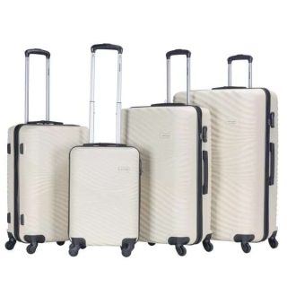 VIPTOUR 4 Piece ABS Hard Side Spinner Trolley Luggage Set With TSA Lock 20/24/28/32 Inch, VT-A387 Off White - Kenya