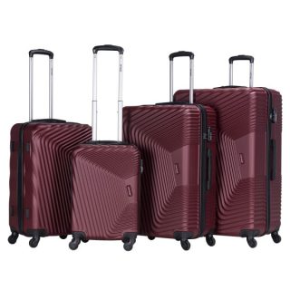 VIPTOUR 4 Piece ABS Hard Side Spinner Trolley Luggage Set With TSA Lock 20/24/28/32 Inch, VT-A388 Burgundy - Kenya