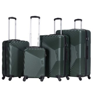 VIPTOUR 4 Piece ABS Hard Side Spinner Trolley Luggage Set With TSA Lock 20/24/28/32 Inch, VT-A388 Dark Green - Kenya