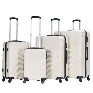 VIPTOUR 4 Piece ABS Hard Side Spinner Trolley Luggage Set With TSA Lock 20/24/28/32 Inch, VT-A388 Off White - Kenya