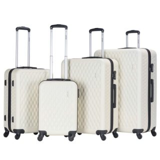 VIPTOUR 4 Piece ABS Hard Side Spinner Trolley Luggage Set With TSA Lock 20/24/28/32 Inch, VT-A389 Off White - Kenya