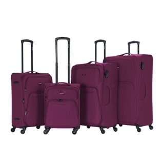 VIPTOUR 4 Piece Fabric Jacquard Trolley Luggage Set With TSA Lock 20/24/28/32 Inch, VT-A383-PLUM - Kenya
