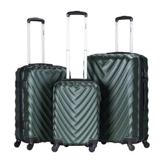 VIPTOUR 3 Piece ABS Hard Side Spinner Trolley Luggage Set 20/24/28 Inch, VT-A391 Dark Green - Kenya
