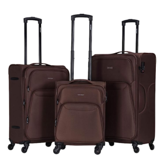 VIPTOUR Luggage Bag 3 PCS Fabric Suitcase Set With Rotating Wheels and Number Lock Travel Luggage, VT-A399 Brown - Kenya