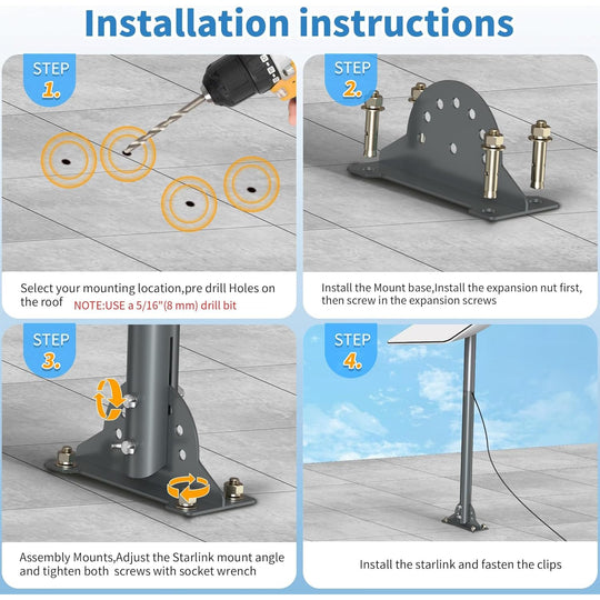 Starlink Gen 3 Roof Mount Kit with Pole
  & Pipe Adapter & Pole Mount Bracket - Kenya - Image 9