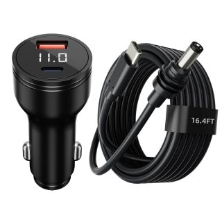 Starlink Mini 140W Car Charger &
  Cable | Dual Port 12V-24V PD Adapter with Voltmeter + 16.4ft USB-C to DC Cord - Kenya