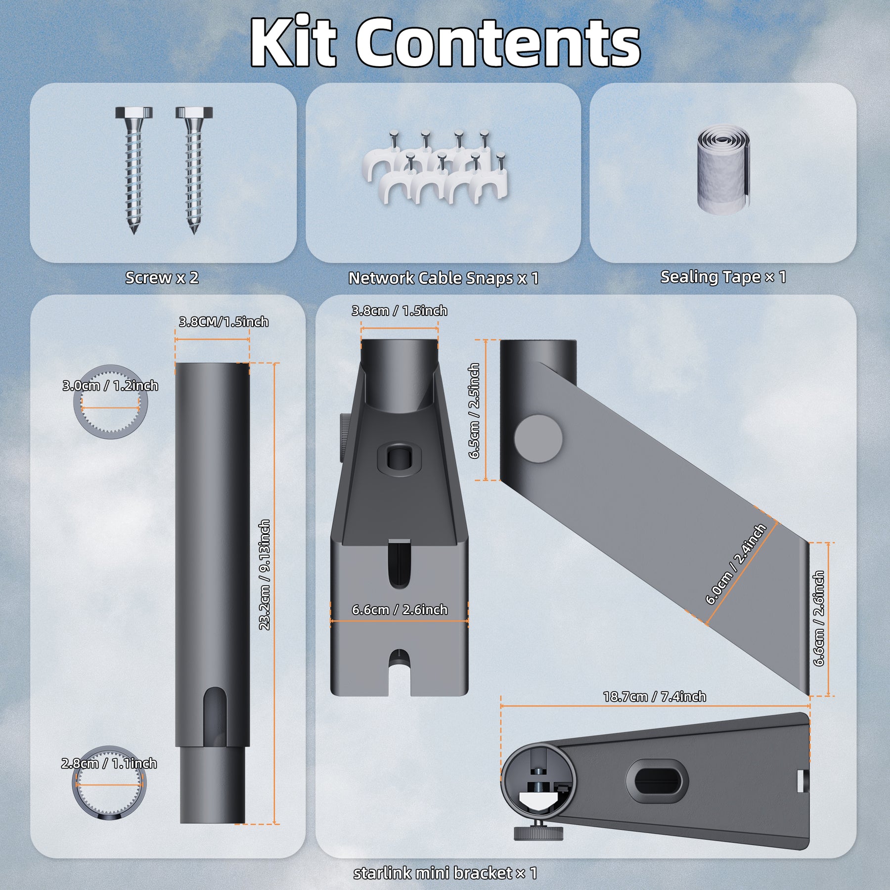 Starlink Mini Wall Mount Kit | 360°
  Adjustable, Weatherproof Bracket with Pole & Installation Hardware - Kenya - Image 8